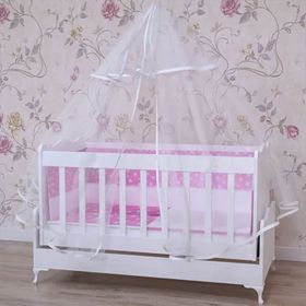 GarajHome Elit Pembe 60x120 cm Uyku Seti+Yatak+Cibinlik Beşik