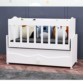 GarajHome İnci Beyaz Çekmeceli Sallanır Anne Yanı Bebek Beşik