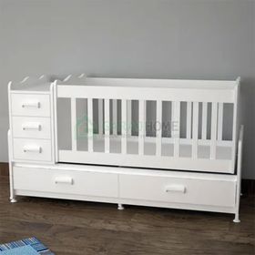 GarajHome Melina 5 Çekmeceli Mdfli Büyüyen Beyaz 60x120 cm Beşik