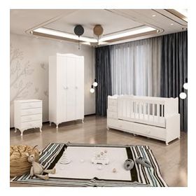 GarajHome Melina Yıldız 3 Kapaklı Beyaz Bebek Odası Takımı