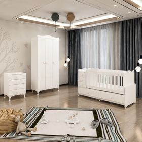 GarajHome Melina Yıldız 3 Kapaklı Beyaz Bebek Odası Takımı