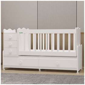 GarajHome Melina Yıldız 4 Kapaklı Beyaz Bebek Odası Dolabı