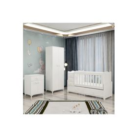 GarajHome Melina Yıldız Beyaz 2 Kapaklı Bebek Odası Takımı