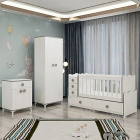 GarajHome Melina Yıldız Gri 2 Kapaklı Bebek Odası Takımı