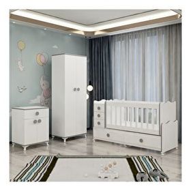 GarajHome Melina Yıldız Gri 2 Kapaklı Bebek Odası Takımı