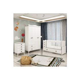 GarajHome Melina Yıldız Gri 4 Kapaklı Bebek Odası Takımı