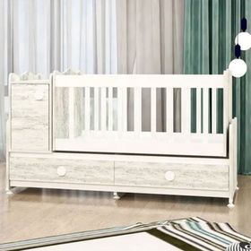 GarajHome Pırlanta Antik Beyaz 60x120 cm Mdfli Büyüyen Beşik