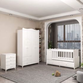 GarajHome Pırlanta Yıldız 4 Kapaklı Beyaz Bebek Odası Takımı