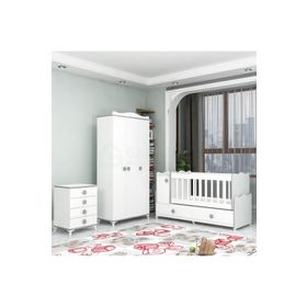 GarajHome Pırlanta Yıldız Gri 3 Kapaklı Bebek Odası Takımı