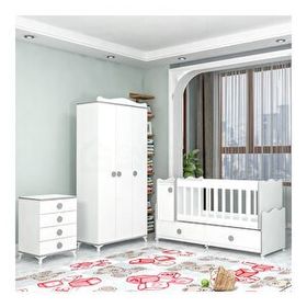 GarajHome Pırlanta Yıldız Gri 3 Kapaklı Bebek Odası Takımı