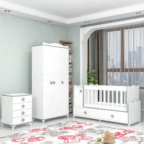 GarajHome Pırlanta Yıldız Gri 3 Kapaklı Bebek Odası Takımı