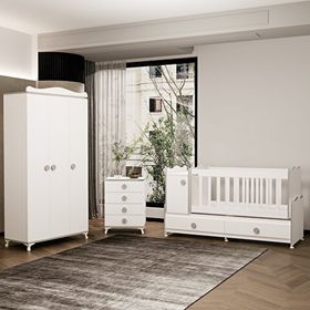 GarajHome Pırlanta Yıldız Gri 3 Kapaklı Bebek Odası Takımı