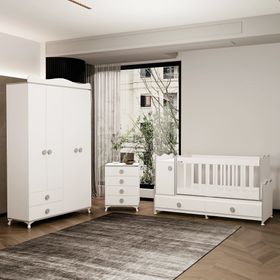 GarajHome Pırlanta Yıldız Gri 4 Kapaklı Bebek Odası Takımı