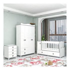GarajHome Pırlanta Yıldız Gri 4 Kapaklı Bebek Odası Takımı
