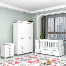 GarajHome Pırlanta Yıldız Gri 4 Kapaklı Bebek Odası Takımı