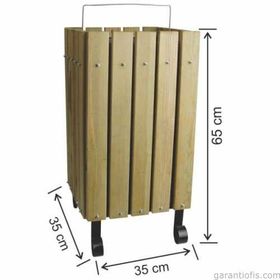 Garanti Metal 2100 45 lt Ahşap Kare Bahçe Tipi Çöp Kovası