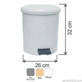 Garanti Metal 7137 15 lt Plastik İç Kovalı Yuvarlak Pedallı Çöp Kovası