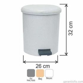 Garanti Metal 7137 15 lt Plastik İç Kovalı Yuvarlak Pedallı Çöp Kovası