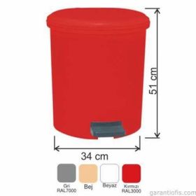 Garanti Metal 7139 40 lt Plastik İç Kovalı Yuvarlak Pedallı Çöp Kovası