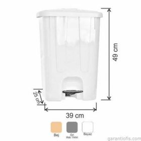 Garanti Metal 7142 40 lt Plastik İç Kovasız Köşeli Pedallı Çöp Kovası