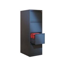 Garanti Metal Dört Çekmeceli Siyah Metal Kartoteks Askılı Dosya Dolabı