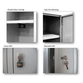 Garanti Ofis Metal 41x40x200 cm İkili Yarım Kapılı Soyunma Dolabı