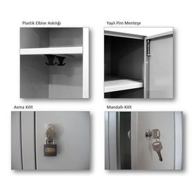 Garanti Ofis Metal Kahverenk Gri 41x40x200 cm İkili Yarım Kapılı Soyunma Dolabı