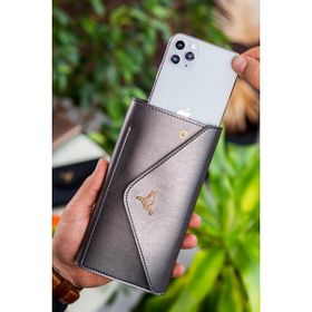 Garbalia Envelope Telefon ve Bozuk Para Bölmeli Zarf Model Antrasit Kadın Cüzdan
