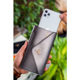 Garbalia Envelope Telefon ve Bozuk Para Bölmeli Zarf Model Antrasit Kadın Cüzdan