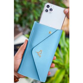 Garbalia Envelope Telefon ve Bozuk Para Bölmeli Zarf Model Bebe Mavisi Kadın Cüzdan