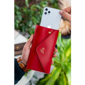 Garbalia Envelope Telefon ve Bozuk Para Bölmeli Zarf Model Kırmızı Kadın Cüzdan