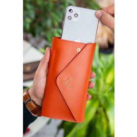 Garbalia Envelope Telefon ve Bozuk Para Bölmeli Zarf Model Turuncu Kadın Cüzdan
