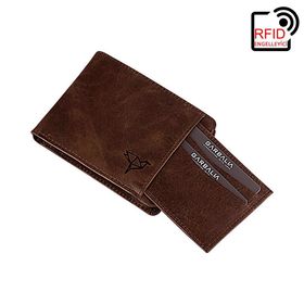 Garbalia Kanguru Hakiki Deri RFID Kahverengi Engelleyici Crazy Cüzdan Kartlık