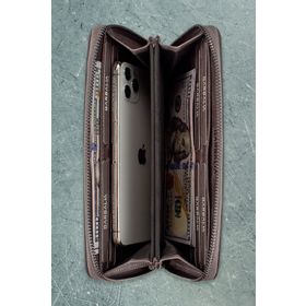 Garbalia Murphy Crazy Gri Deri Unisex Cüzdan