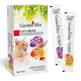 Garden Mix 24x15 gr Somon Biotin ve Ördek Malt Ek Besin Kedi Ödül Kreması