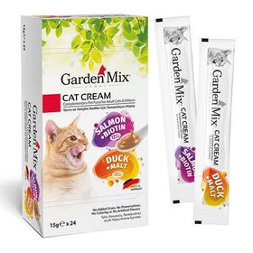 Garden Mix 24x15 gr Somon Biotin ve Ördek Malt Ek Besin Kedi Ödül Kreması