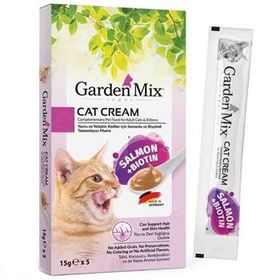 Garden Mix 5x15 gr Kedi Kreması Somon Biotin Ek Besin ve Kedi Ödülü