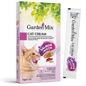 Garden Mix 5x15 gr Kedi Kreması Somon Biotin Ek Besin ve Kedi Ödülü