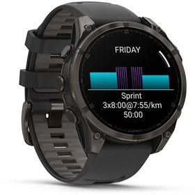 Garmin Fenix 8 Sapphire Karbon Gri DLC Titanyum 47 mm Siyah Akıllı Saat