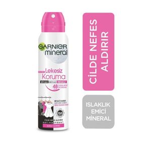 Garnier 150 ml Mineral Lekesiz Koruma Antiperspirant Kadın Sprey Deodorant