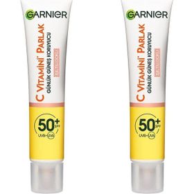 Garnier 2x40 ml C Vitamini Parlak Günlük Uv Korumalı Güneş Yüz Kremi Spf50 Işıltılı Doku Cilt Bakım Seti