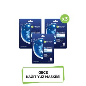 Garnier 3 Adet Nem Bombası Gece Kağıt Yüz Maskesi