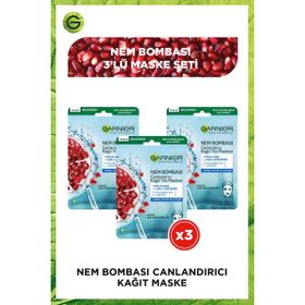 Garnier 3'lü Nem Bombası Canlandırıcı Kağıt Yüz Maskesi Seti