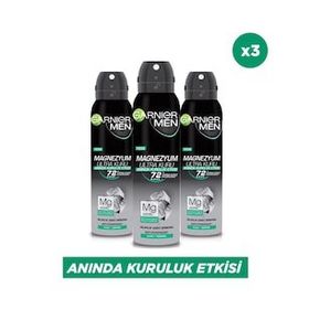 Garnier 3x150 ml Men Magnezyum Ultra Kuru Sprey Deodorant