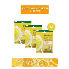 Garnier 3x28 gr C Vitamini Parlaklık Verici Kağıt Yüz Maskesi