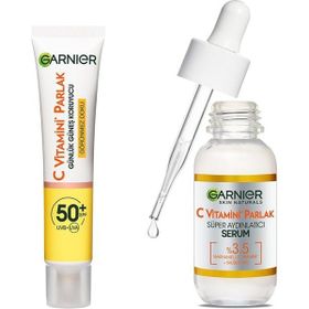 Garnier 40 ml C Vitamini Günlük Uv Korumalı Güneş Yüz Kremi Spf50 Görünmez Doku & 30 ml C Vitamini Parlak Süper Aydınlatıcı Serum & 30 ml C Vitamini Süper Aydınlatıcı Gece Serumu Cilt Bakım Seti