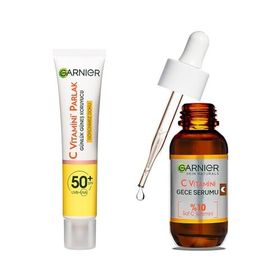 Garnier 40 ml C Vitamini Günlük Uv Korumalı Güneş Yüz Kremi Spf50 Görünmez Doku & 30 ml C Vitamini Parlak Süper Aydınlatıcı Serum & 30 ml C Vitamini Süper Aydınlatıcı Gece Serumu Cilt Bakım Seti