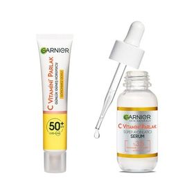 Garnier 40 ml C Vitamini Günlük Uv Korumalı Güneş Yüz Kremi Spf50 Görünmez Doku & 30 ml C Vitamini Parlak Süper Aydınlatıcı Serum & 30 ml C Vitamini Süper Aydınlatıcı Gece Serumu Cilt Bakım Seti