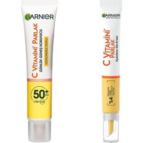 Garnier 40 ml C Vitamini Günlük Uv Korumalı Güneş Yüz Kremi Spf50 Görünmez Doku & C Vitamini Parlak Aydınlatıcı Göz Kremi Cilt Bakım Seti