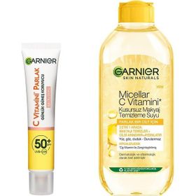 Garnier 40 ml C Vitamini Parlak Günlük Uv Korumalı Güneş Yüz Kremi Spf50 Işıltılı Doku & 400 ml Micellar C Vitamini Kusursuz Makyaj Temizleme Suyu Cilt Bakım Seti